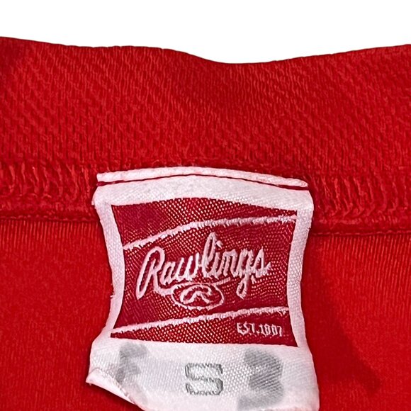 Vintage Rawlings Baseball Shirt Size Adult RJLD Red Short Sleeves #3 Polyester - Picture 4 of 5